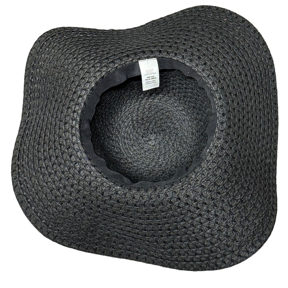 Women's Black Wide Brim Breathable Hat With Bow, Travel Sunshade, Foldable NWOT - Picture 2 of 7